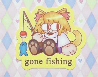 type moon neco arc &#39;gone fishing&#39; meme sticker! (3&quot;)