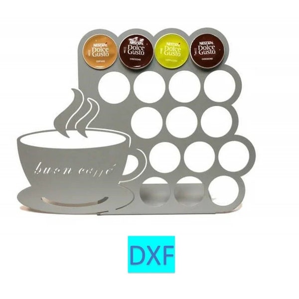 Coffee cup DXF, plasma cutting dxf file, coffee capsule organizer dxf file, coffee cup laser cutting dxf file