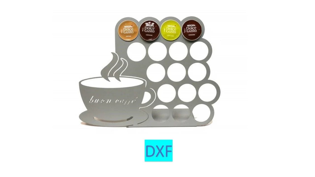 Tasse à café DXF, fichier dxf pour la découpe plasma, organisateur