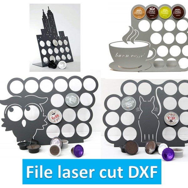 4 set dxf NESPRESSO dolce gusto capsule holder - files on laser cutting this capsule organizer (4 models) dxf for cnc, dxf for plasma