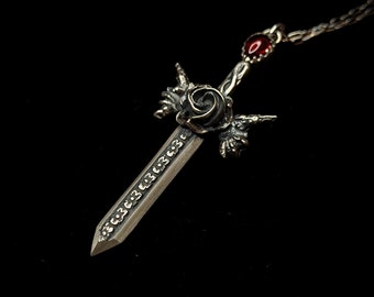 Rose Sword - Sterling Silver Necklace