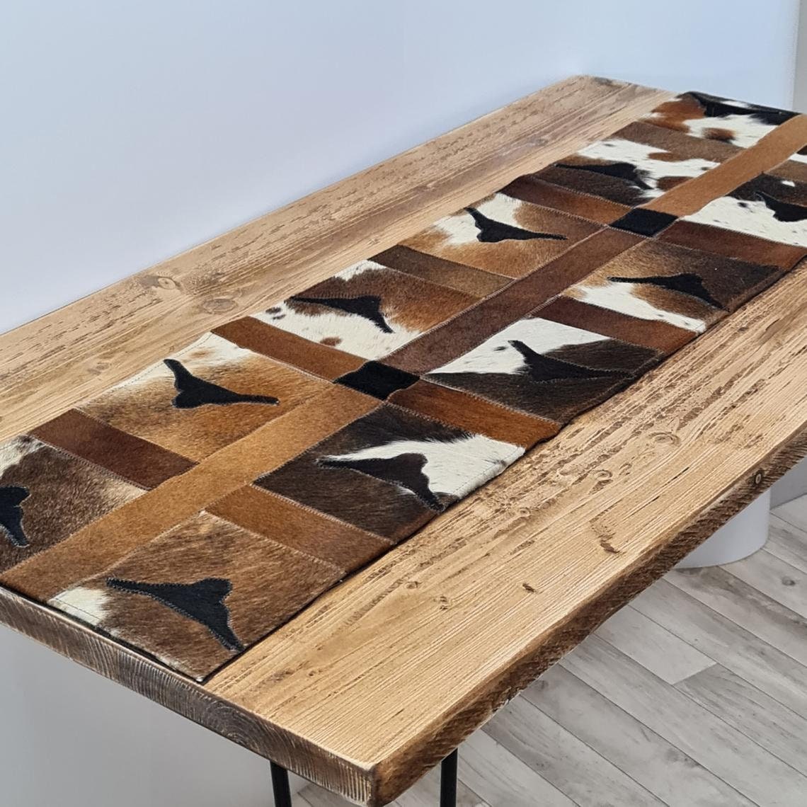 Handmade 100 Natural Cowhide Table Runner Hair on Leather Etsy
