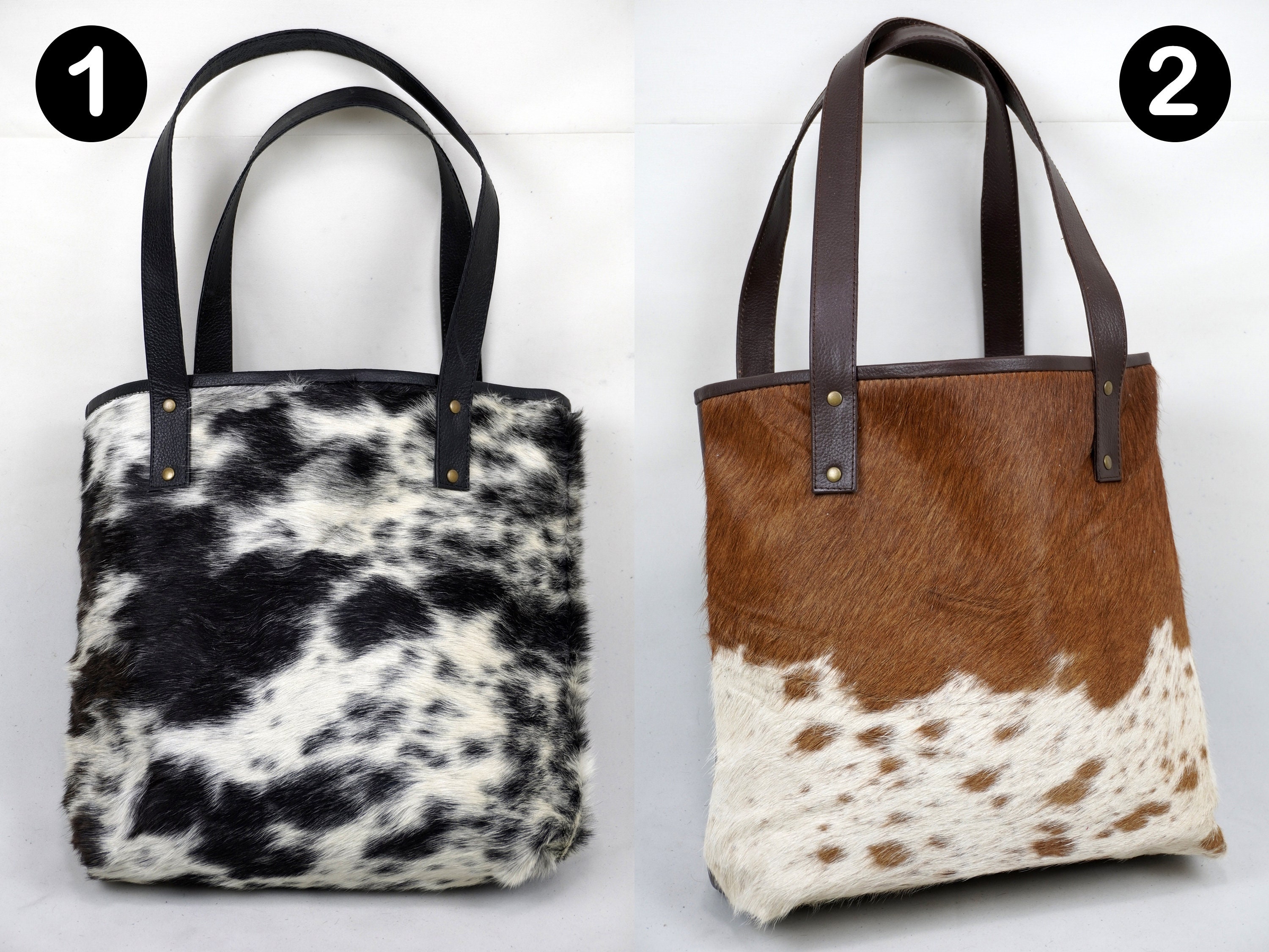 Natural Cowhide Tote Bags Hair On Leather Cow Hide Handbags Etsy