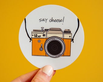 Say Cheese! 3inch Camera sticker, Waterproof, Illustrated