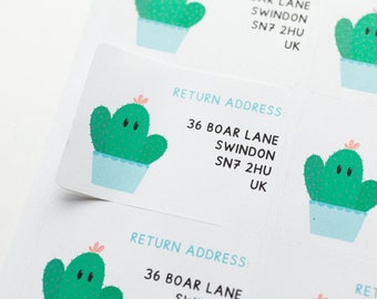 18x Eco Friendly Return Address Labels - Business Packaging Stickers - Cactus Stickers - Custom Labels - Return Stickers - Personalised