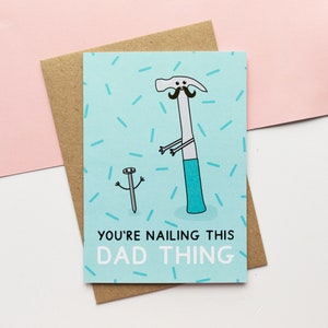 Je spijkert dit papa ding A6 DIY Vaderdag wenskaart - woordspeling Eco vriendelijke gerecycleerde kaart - Happy Father's Day grappige hamerschroef