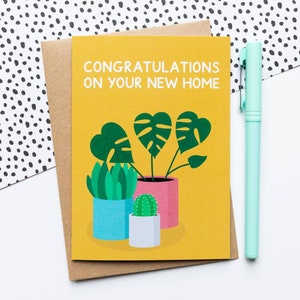 Carte de voeux nouvelle maison - carte de félicitations - carte nouvelle maison - carte amoureux des plantes - carte déménagement - carte plantes d'intérieur - Monstera