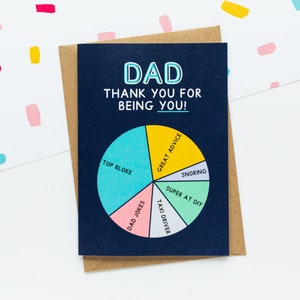 Cirkeldiagram papa kaart - bedankkaart - gelukkige vaderdag - kaart voor papa - Top Bloke Card - DIY papa kaart - papa grappen kaart - wat een vader maakt