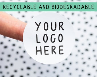 35x Eco Friendly Custom Logo Stickers - 37mm Round Stickers - Matte Uncoated Recyclable - Business Wedding Labels - White Circle Post Box