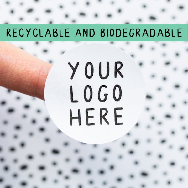 35x Umweltfreundliche individuelle Logo-Aufkleber - 37mm runde Aufkleber - Matt unbeschichtet, recyclebar - Geschäfts-Hochzeits-Etiketten - Weißer Kreis Briefkasten