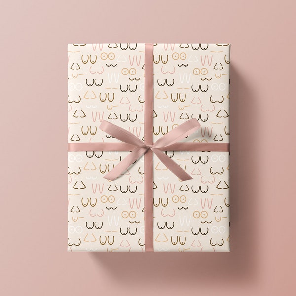 Boobs Wrapping Paper Sheet 700x500mm - Tits Gift Wrap Sheet - Valentine's Galentine's Day Present Wrapping - Breast Feeding Feminism