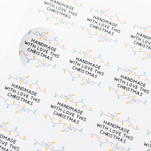 35x Milieuvriendelijke Handmade With Love-stickers - Handgemaakte kerststickers - Small Business-labels - Kerstlabels - Made With Love-label