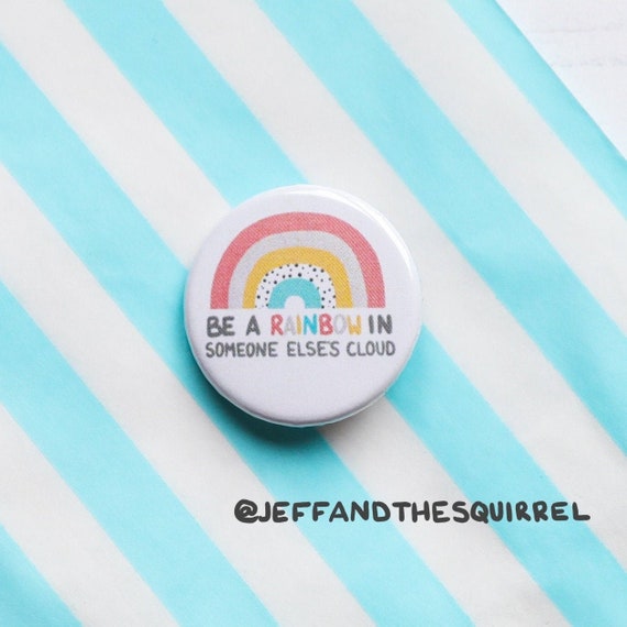 Rainbow Button Badges 25mm - Pocket Hug - Positivity Bridesmaids Badge - Kindness Positive Quote - Keepsake and Gift - Mental Health
