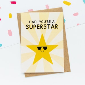 Papa Je bent een Superstar Card - Vaderdagkaart - Super Dad Card - Kaart voor papa - Cool Dad Club - Papakaart van dochter - Verjaardagskaart