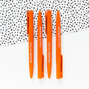 Stylo Organizer As Fuck - Stylo recyclé - Stylo à bille orange - Petite entreprise - Stylo de bureau amusant - Papeterie écologique - Père Noël secret