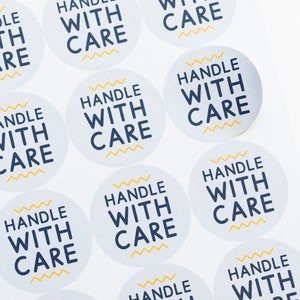 35x stickers milieuvriendelijk handvat met zorg - breekbare stickers - stickers niet buigen - labels voor kleine bedrijven - verpakking voor kleine bedrijven