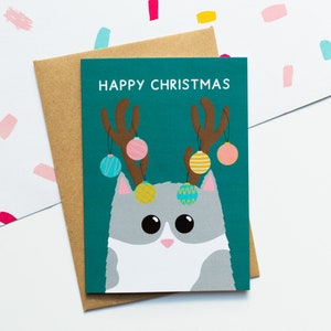 Happy Christmas Cat Greeting Card A6 -  Cat Christmas Card Pack - Funny Christmas Cards - From The Cat - Punny Christmas Card - Cat Mum Card