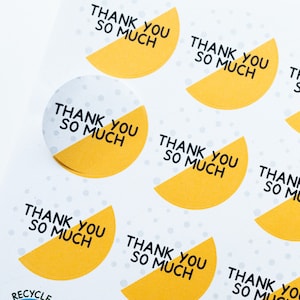 35x milieuvriendelijke bedankstickers 37 mm - zakelijke verpakking - bedanklabels - gele stickers - geel briefpapier - klein bedrijf