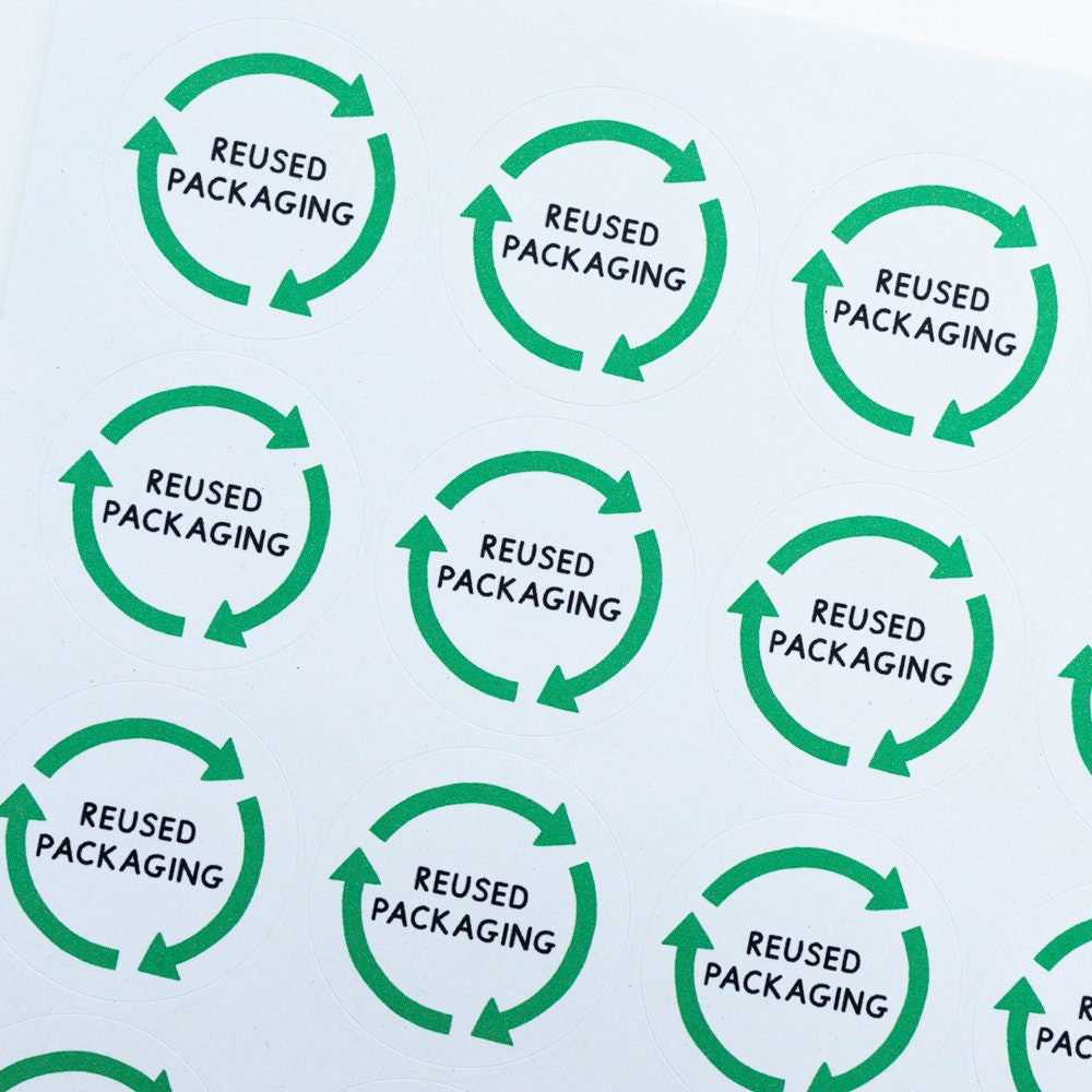 Reuse Me Sign 35x Reused Packaging Stickers - Small Business Stationery - Business ...
