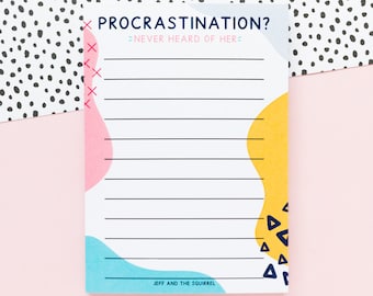 Procrastination A6 Notepad - Funny Notepad - To Do List & Notes - Colourful Stationery - Rainbow Stationery For Office and School