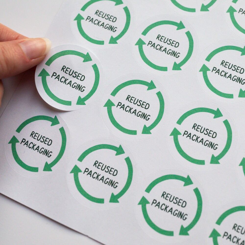 35x Reused Packaging Stickers Eco Friendly Green Recycling Etsy