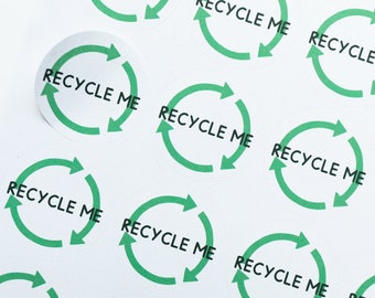 35x Recycle Me Stickers 37mm - Eco Friendly Stickers - Recycled Stickers - Business Packaging - Recycle Me Labels - Reuse Me - Eco Awareness