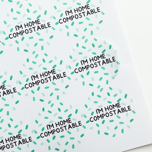 35x I'm Home Kompostierbare Aufkleber 37mm - Kompostierbare Etiketten - Biologisch abbaubare Aufkleber - Recycle Me Aufkleber - Eco Business Verpackung - Grün