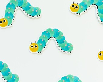 Caterpillar Sticker - Gardening Sticker - Cute Caterpillar Label - Vegan Sticker - Compostable Sticker - Die Cut Stickers - Laptop Sticker