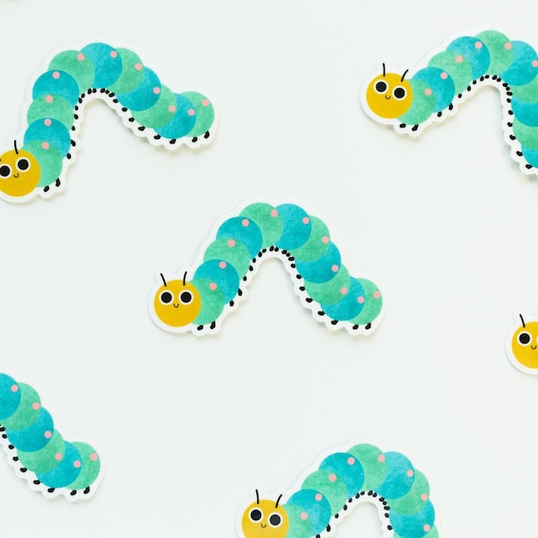 Caterpillar Sticker - Gardening Sticker - Cute Caterpillar Label - Vegan Sticker - Compostable Sticker - Die Cut Stickers - Laptop Sticker
