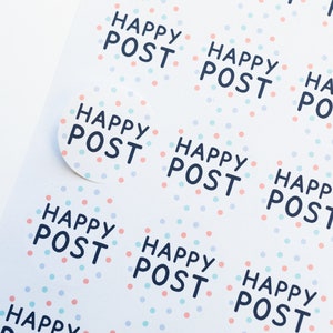 35x Milieuvriendelijke Happy Post-stickers 37 mm - Small Business-labels - Zakelijke verpakking - Kleurrijk briefpapier - Gevlekte Happy Post-labels