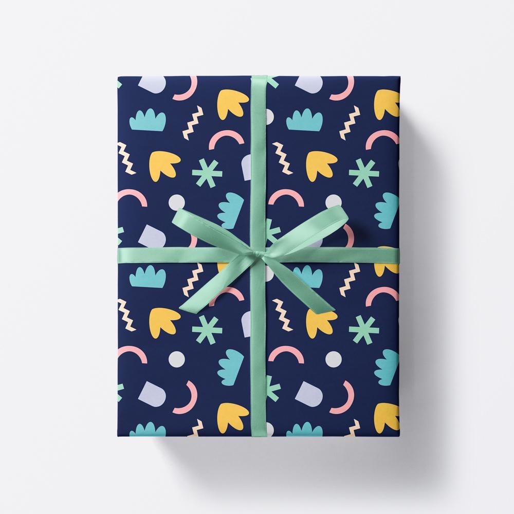 Discover Abstract Navy Blue Wrapping Paper for Birthday and Children's Gifts