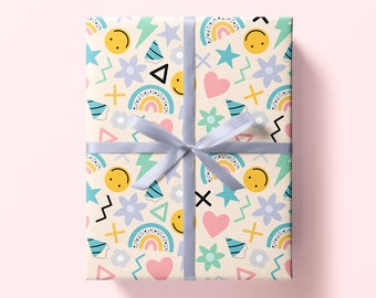 Doodle Wrapping Paper - Fun Gift Wrap Sheet - Dopamine Wrapping Paper - Valentine's Gift Wrap - Abstract Gift Wrap - Colourful Wrapping