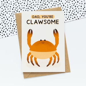 Papa je bent Clawsome Card - Vaderdagkaart - Krab Wenskaart - Punny Card voor papa - Kaart voor papa - Cool Dad Club - Verjaardagskaart