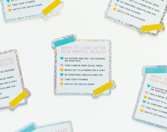 Glittery Mental Health Sticker - Reminder Sticker - Self Help Gift - Self Care Sticker - Note Sticker - Die Cut Stickers - Laptop Sticker