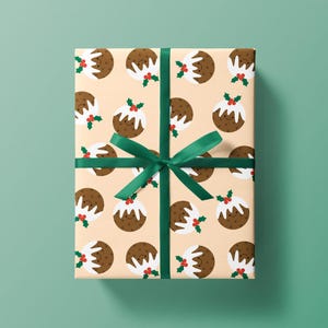 Carta da regalo per budino di Natale 700 x 500 mm - Foglio da regalo natalizio - Carta da regalo festiva - Carta da regalo carina - Foglio piegato - Fatto a mano