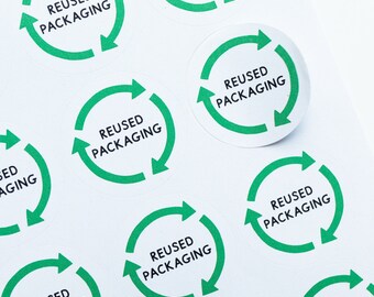 35x Reused Packaging Stickers - Small Business Stationery - Business Packaging - Eco Friendly Stickers - Recycle Me - Reuse Me Labels