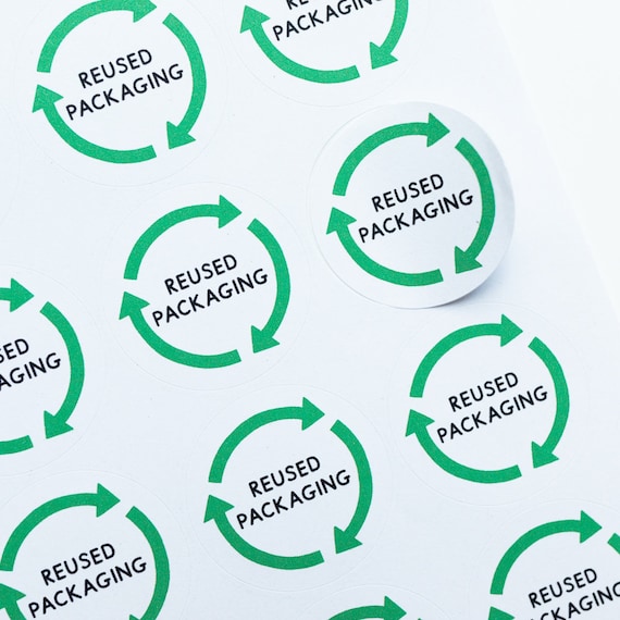 35x Reused Packaging Stickers - Small Business Stationery - Business Packaging - Eco Friendly Stickers - Recycle Me - Reuse Me Labels