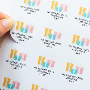 35 x Autocollants « No Peeking Before Christmas » - Autocollants écologiques - Autocollants de Noël pour enfants - Ne pas ouvrir avant Noël - Cadeaux de Noël
