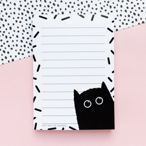 Black Cat Lined A6 Notepad - Halloween To Do List -  Black Cat Stationery - Recycled To Do List - Cute Cat Notepad - Secret Santa Gifts