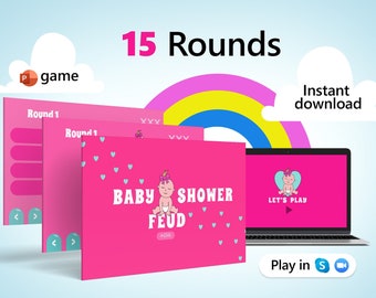 Baby Shower Feud Game: 15 Round Trivia (PowerPoint Digital Download)