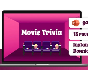 Modello di gioco di quiz sui film virtuali in PowerPoint (download digitale)
