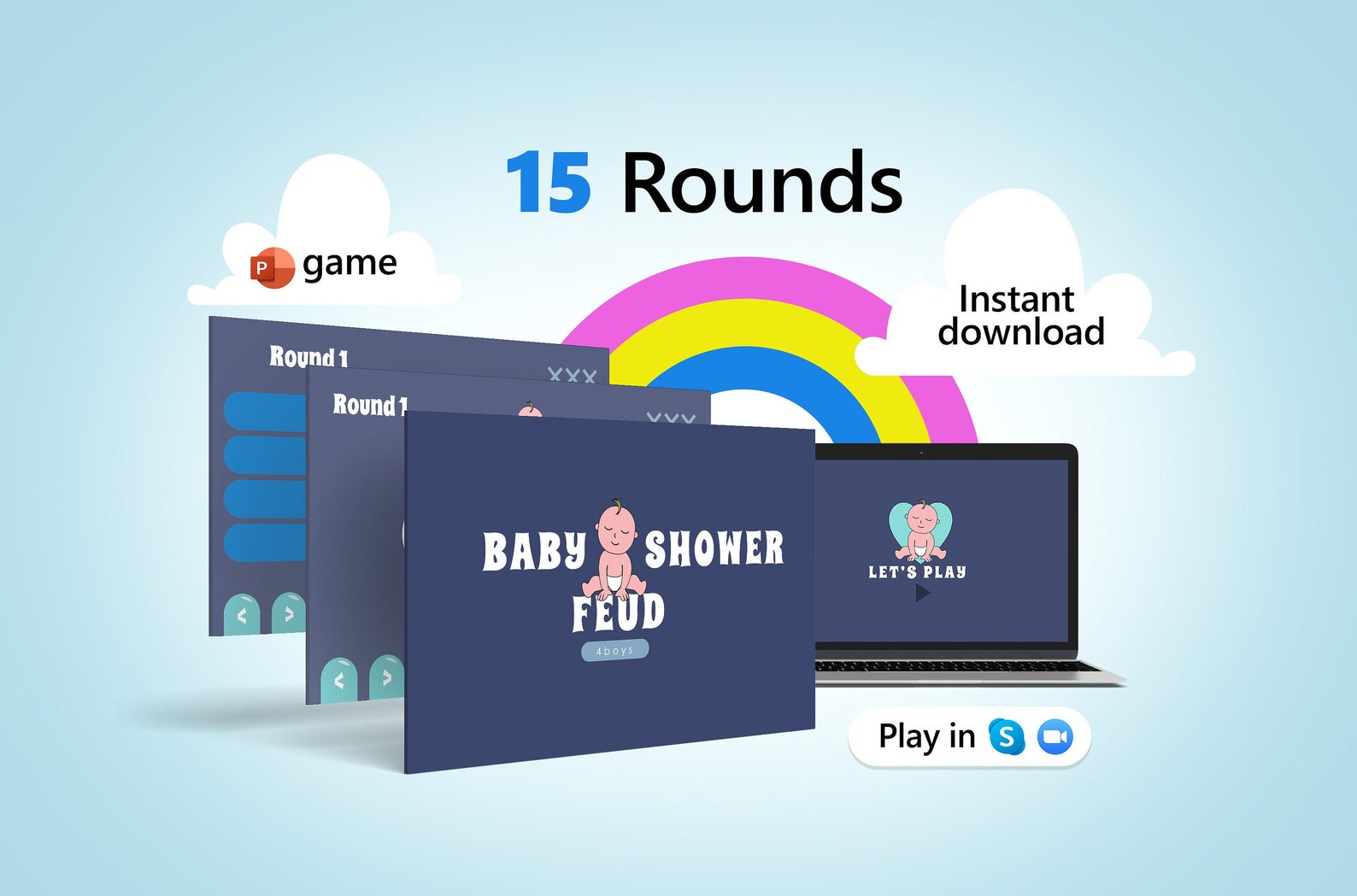 Virtual Baby Shower Game for Boys Fun Virtual Party Zoom Etsy