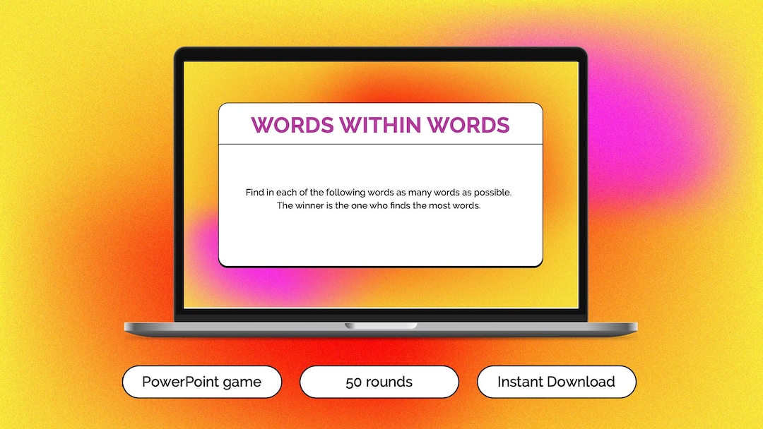 Editable WORDS WITHIN WORDS Powerpoint Template Perfect for Zoom Party ...