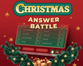 Christmas Trivia with Scoreboard — Holiday Answer Battle — Christmas PowerPoint Game— Holiday Games — Zoom Game — MC and PC Compatible