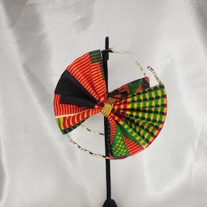 Kente Cloth African Print Earrings: Ankara Fabric Hoops image 3