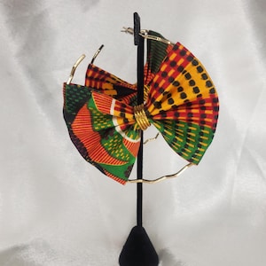Kente Cloth African Print Earrings: Ankara Fabric Hoops image 2