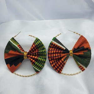Kente Cloth African Print Earrings: Ankara Fabric Hoops