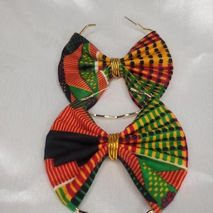 Kente Cloth African Print Earrings: Ankara Fabric Hoops image 4