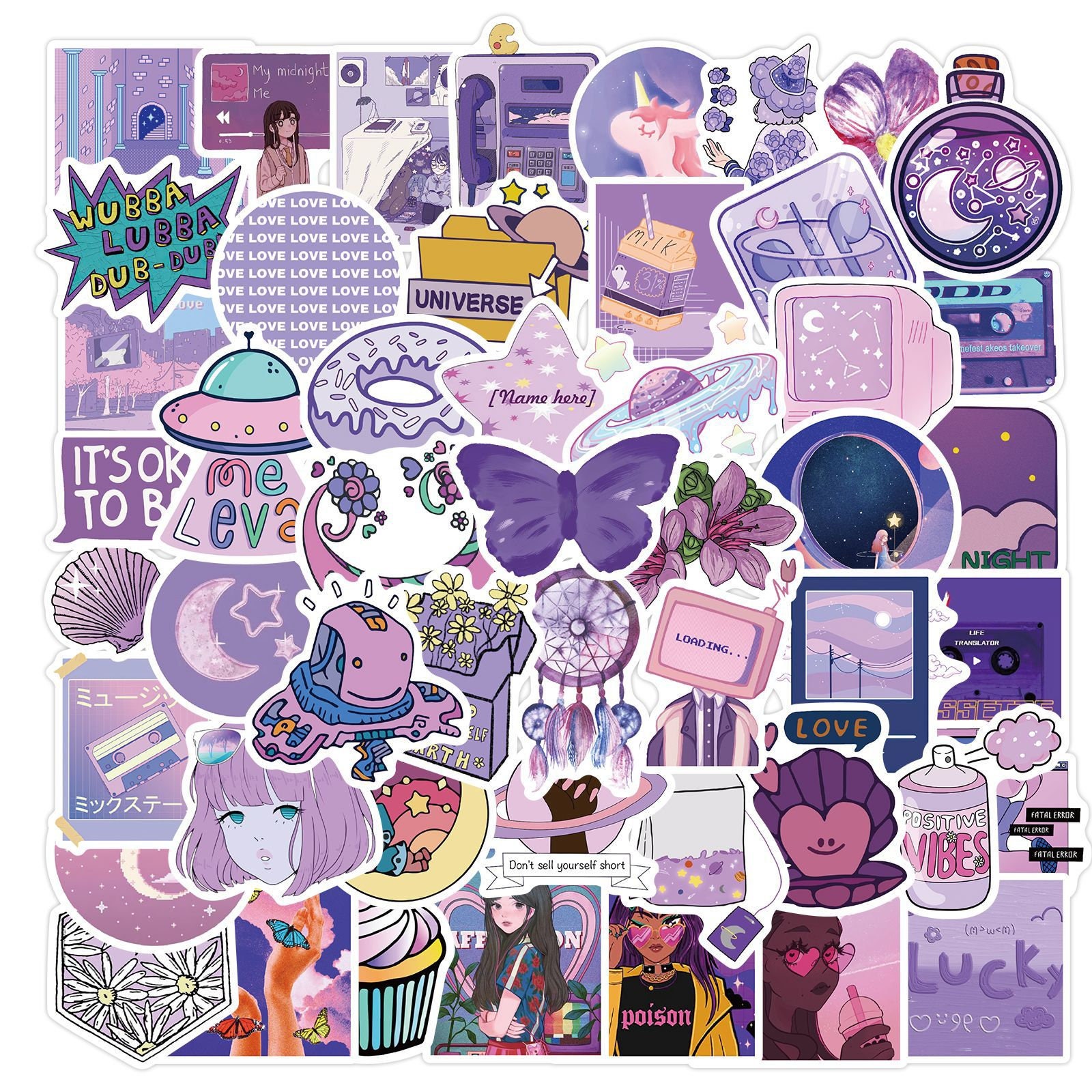 Mixed Vibe Purple Stickers 50 pcs | Etsy