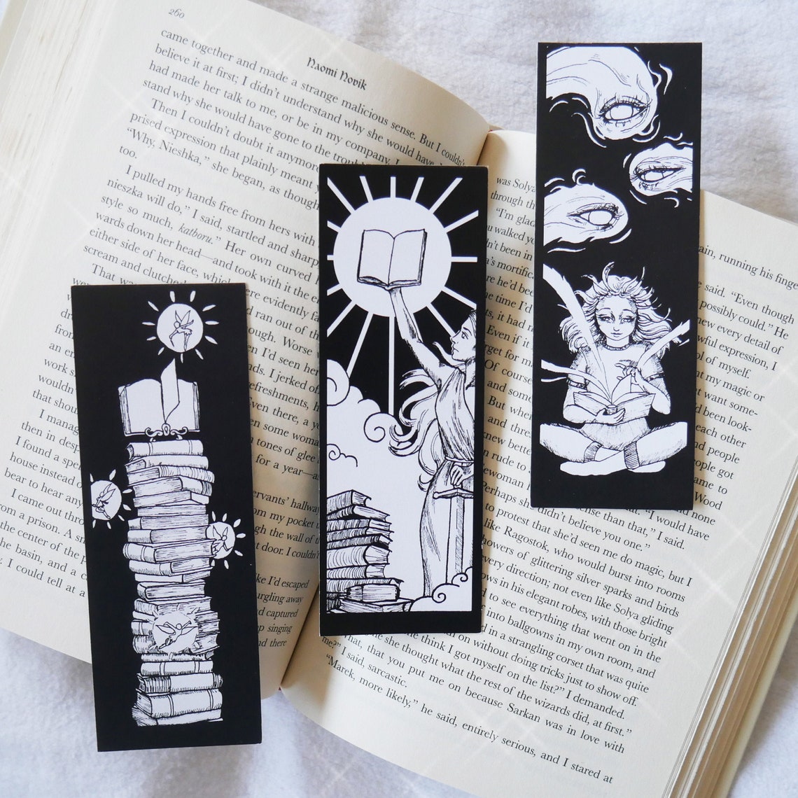 BUNDLE Set of 3 Bookmarks Magical Black and White Etsy